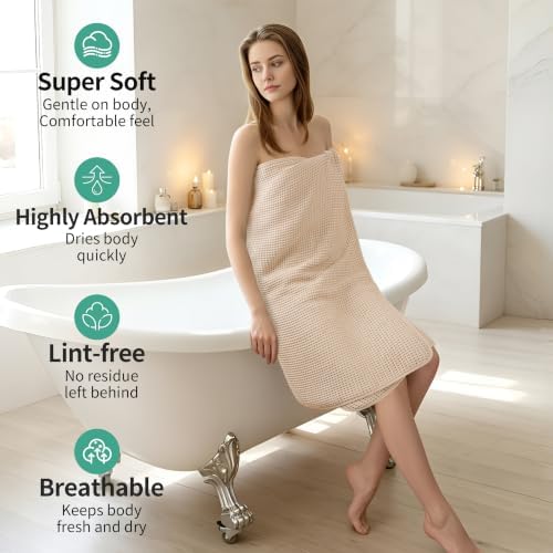 Microfiber Waffle Bath Towels, 4 Pieces, Fast Drying, Lint Free 430 GSM - Image 4