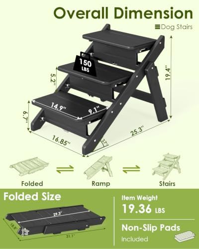 GREENVINES Foldable Dog Stairs & Steps, 2-in-1 HDPE Pet Ramp - Image 3