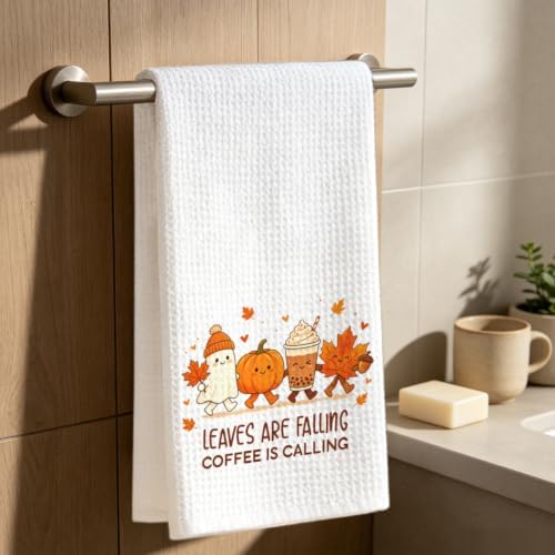 Fall Coffee Gift Kitchen Towel, Ghost Pumpkin Coffee Lover Dish Towel - Image 6