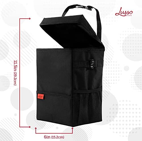 Lusso Gear Car Trash Can, 3.5 Gallon Capacity, Manual-Lift Opening Mechanism - Image 6