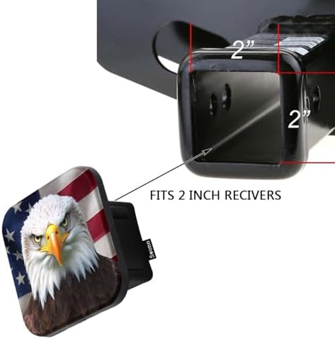 Swono Bald Eagle Rubber Hitch Covers Angry Bald Eagle American Flag Trailer - Image 3