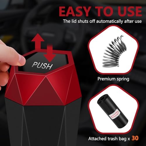 Car Trash Can with Lid, 30 Trash Bags, 2 Pack - Image 2
