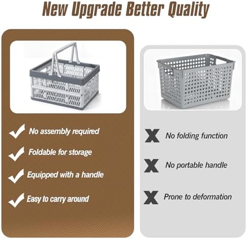 2-Pack Large Foldable Storage Crates, 33.7L PP Collapsible Bins Grey - Image 7