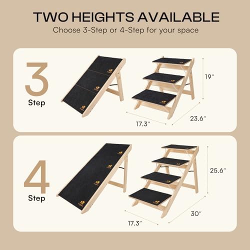 Luciphia Wooden 2-in-1 Dog Stairs, 4-Step Foldable Anti-Slip Pet Steps - Image 6
