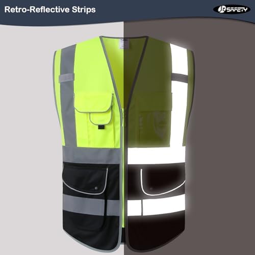 JKSafety Safety Vest for Men Women Reflective Hi Vis JK150 YBlack M - Image 4