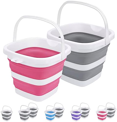 2 Pack Collapsible Buckets 5L 1.3Gallon Small Cleaning Bucket by Craftend