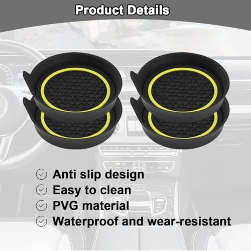 HZEL 4PCS 2.75 Inch PVC Car Cup Holder Coasters - Image 3