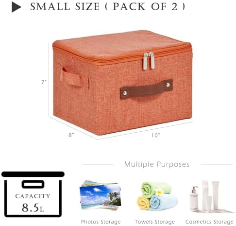 2PCS Storage Bins with Zipper Lids Decorative Lidded Basket Box - Image 3