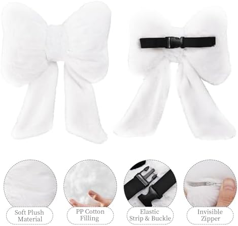 2 Pack Bow Car Headrest Pillows Plush Car Neck Pillows - Image 4