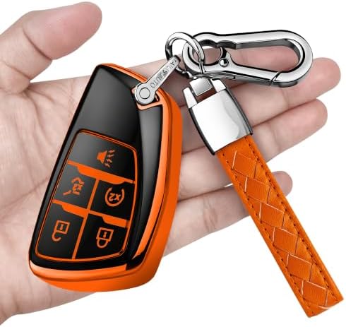 Soft Key Fob Cover with Keychain, 2021-2026 Chevy GMC Smart Key Protector by Sindeda