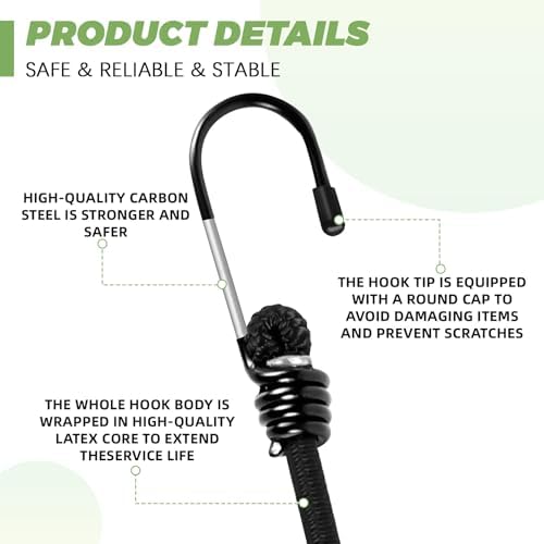 Bungee Cords with Hooks 6 Pack Bungee Cord Includes 24 inches - Image 3