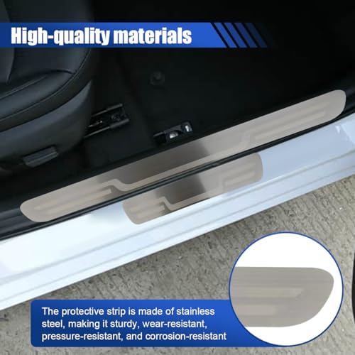 Craedli 4PCS Car Door Sill Protector Sticker, Stainless Steel Auto Door Edge - Image 3