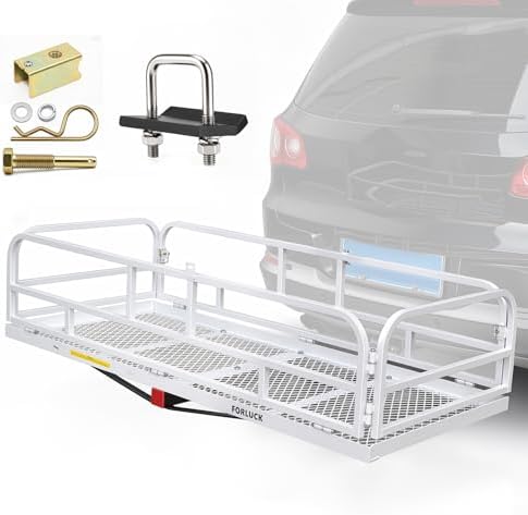 Forluck 60" x 24" x 14" Folding Hitch Mount Cargo Carrier, 500 lbs Capacity by Forluck