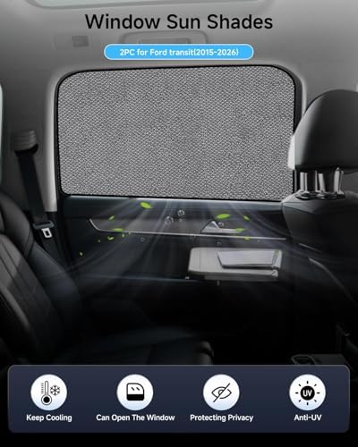 Car Window Shade for Ford Transit 2015-2026, 2 Pack UV & Glare Protection - Image 2