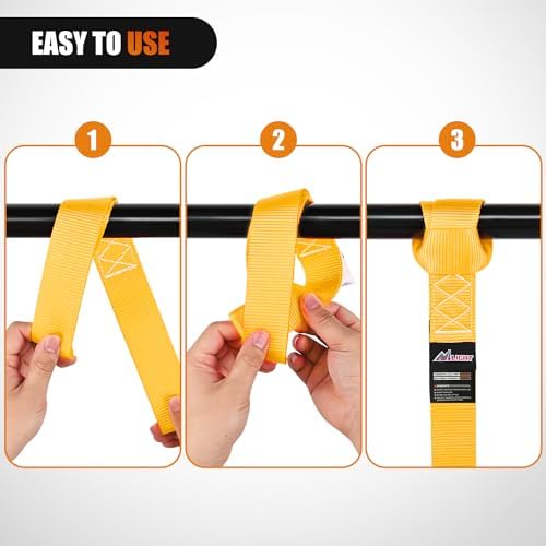 Nilight Soft Loop 1.7"x17" Motorcycle Tie Down Straps 12, 000LBS 8PK Yellow - Image 5