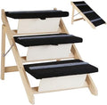 2-in-1 Indoor Pet Ramp, Wooden Folding 3-Tier Pet Stairs by Wotunest