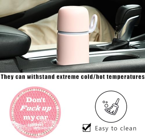 2 PCS Bling Car Cup Coaster, 2.75 Inch Anti-Slip Cup Holder Insert Coasters - Image 3
