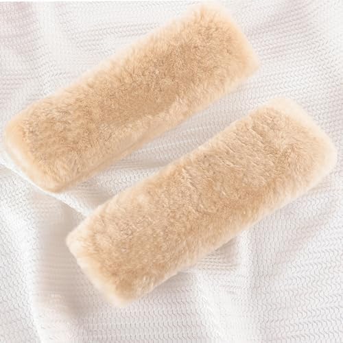 Amooca 2-Pack Real Wool Seatbelt Cover Authentic Sheepskin Shoulder Pad - Image 2