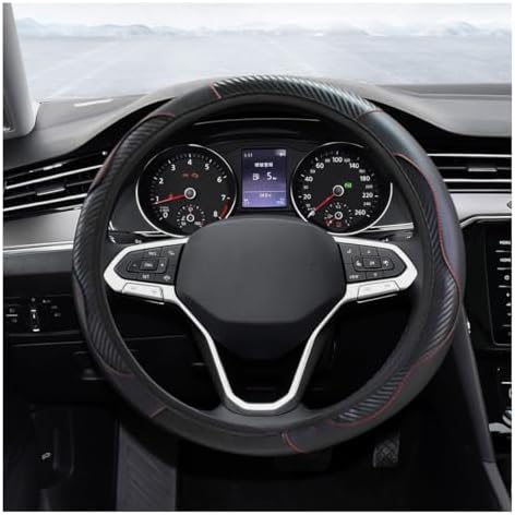 KITUREK 15" Car Steering Wheel Cover, Carbon Fiber Leather by KITUREK