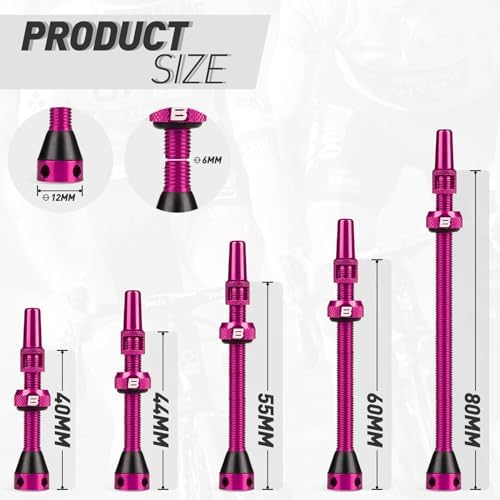 BWSHLF Tubeless Presta Valve Stem 40/44/55/60/65/80/100 mm, Super Light Alloy - Image 3