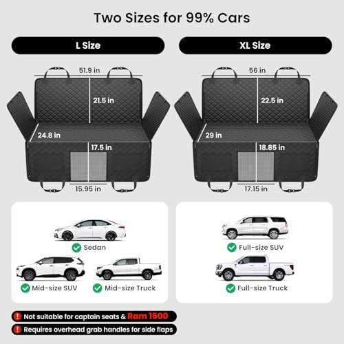 REEVAA Dog Car Seat Cover for Back Seat, Hard Bottom - Image 6