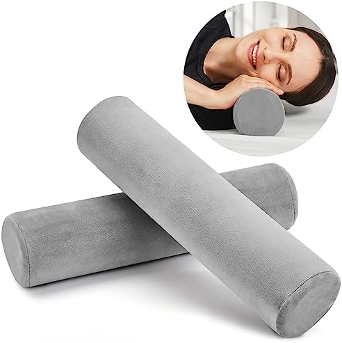 2 Pack Round Bolster Pillow Memory Foam Cervical Neck Roll Pillow Sleeping by AllSettHealth