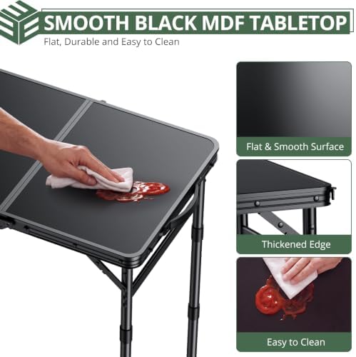 EYPINS Folding Camping Table Portable, 3 Adjustable Heights, 23x16in MDF Top - Image 5