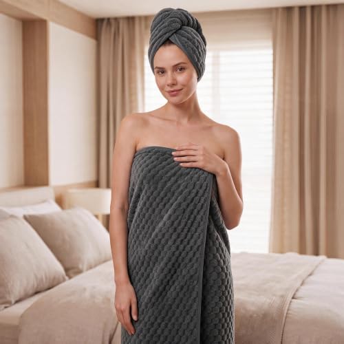 REDKISS Charcoal Gray Microfiber Bath Towels Lagre, 2 Pack - Image 5