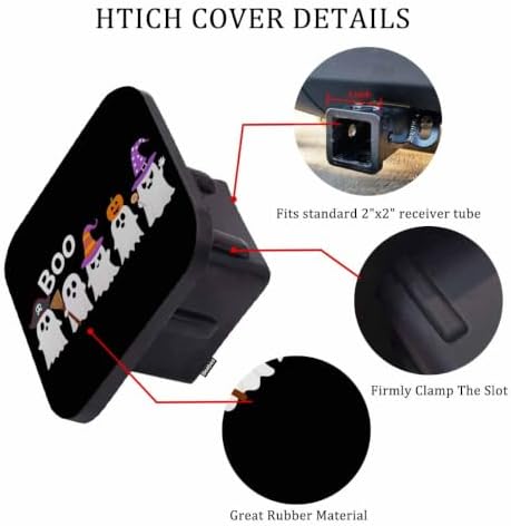 Hitch Receiver Cover Halloween, Cute Halloween Ghost Boo Fancy Hat 2" Compatible - Image 3
