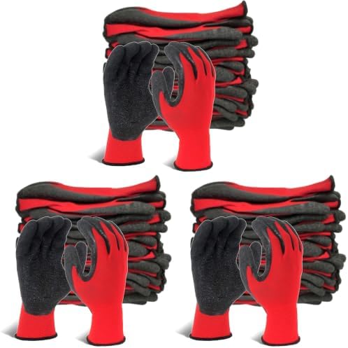 Evridwear Crinkle Latex Rubber Hand Coated Safety Work Gloves by Evridwear