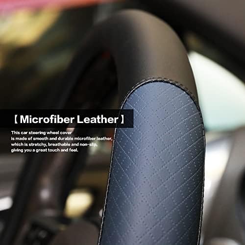 Steering Wheel Cover, Microfiber Leather Splicing - Image 2