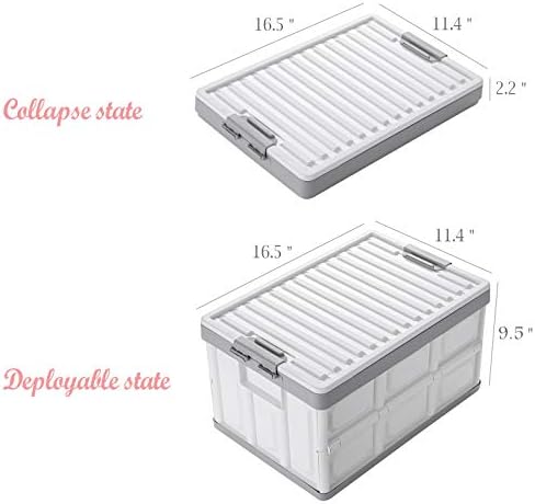 Collapsible Storage Bins with Lids 30L, Folding Plastic Stackable Utility - Image 2