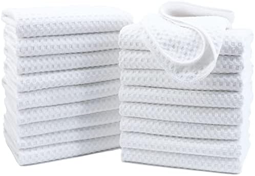 POLYTE 380 GSM Microfiber Waffle Kitchen Dish Tea Towel, 16x28 in, 18 Pack by Polyte