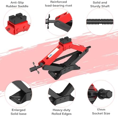 Portable Car Jack 3 Ton, Heavy Duty Scissor Jack - Image 6