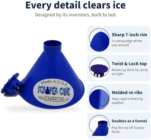 The Original Round Ice Scraper for Car Windshield, Made in USA, Cone Shaped - Image 3