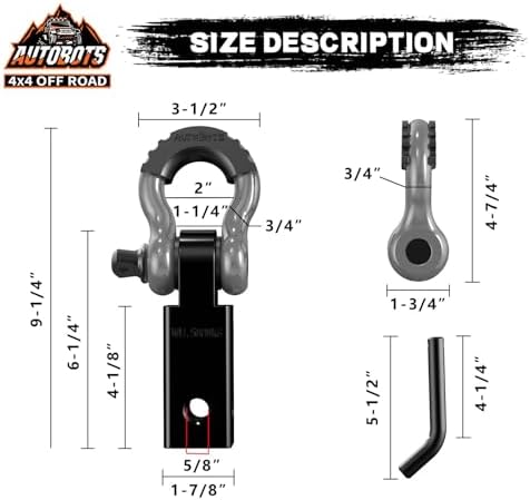 AUTOBOTS Tow Hitch Receiver 2" Shackle Hitch Receiver Gray - Image 4