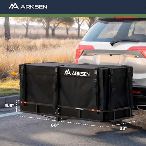 ARKSEN 60" x 23" x 5.5" Folding Hitch Cargo Carrier w/500D Waterproof Bag - Image 5