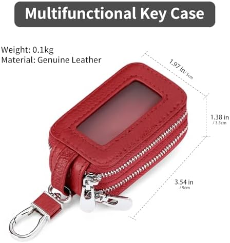SENDEFN Car Key Fob Case Double Zipper Leather Smart Remote Keychain Protector - Image 2