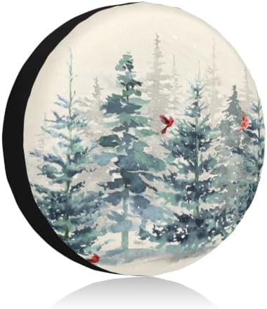 Winter Red Bird Tire Covers 17 Inch Universal Pine Tree Forest Xmas by Unknown