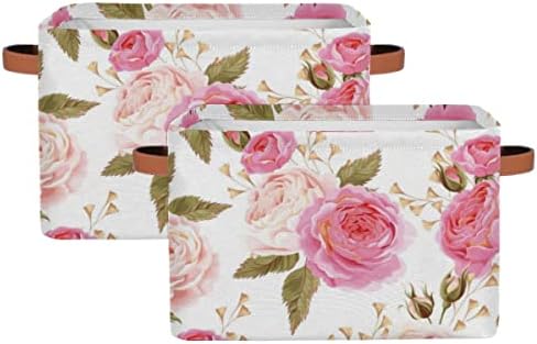 Pardick 2Pack Floral Flower Rose Large Collapsible Storage Bins by GzLeyigouHomeKitchen