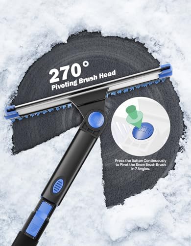 JOYTUTUS 61.3″ Ice Scraper and Long Handle Snow Brush, 270° Pivoting Extendable - Image 3