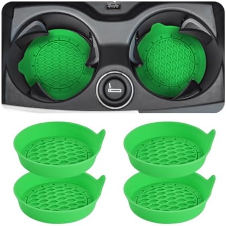 Zpana 4PCS 3.15 Inch Car Cup Holder Coasters Silicone Non-Slip Bright Green by Zpana