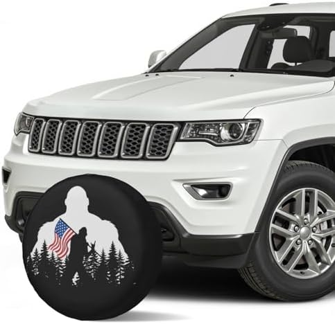 American Flag Spare Tire Cover Bigfoot Hiking Wheel Covers 17 Inch - Image 3