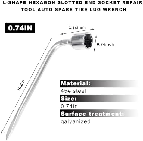 Car Spare Tire Wrench, 19mm L-Shaped Slotted End Socket Tire Replacement Tool - Image 2