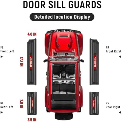 4PCS Door Sill Guards for Jeep 2018-2026 Wrangler JL JLU & 2020-2026 Gladiator - Image 4