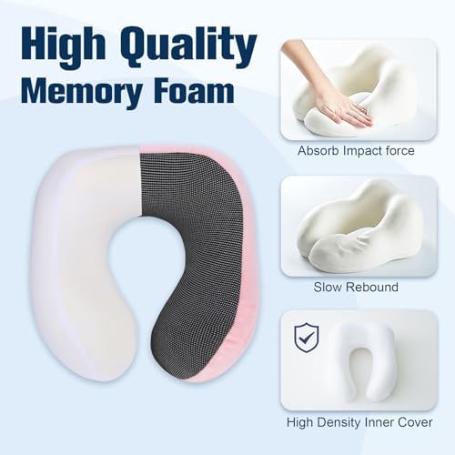 Cirorld Neck Pillow for Traveling, Travel Pillows for Airplanes Pink - Image 5