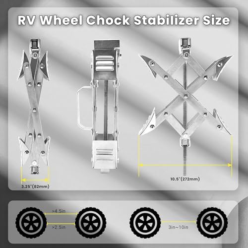 X-Shaped RV Wheel Chock Fit 3.25” to 10.5” Camper Wheel Chock Stabilizer Scissor - Image 2