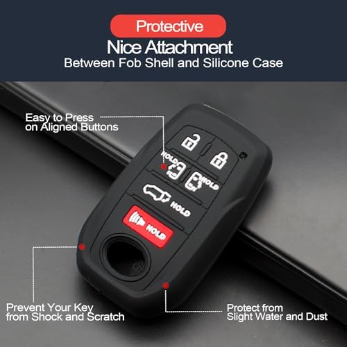 2pcs Compatible with Toyota Sienna Smart 6 Buttons Key Fob Cover Case Key Chain - Image 4