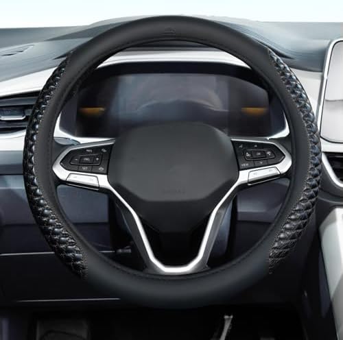 Coverado Car Steering Wheel Cover, Nappa Leather Black Steering Wheel Covers by COVERADOAUTO