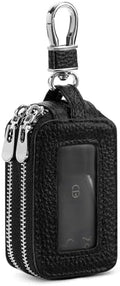 SENDEFN Car Key Fob Case Double Zipper Leather Smart Remote Keychain Protector by SENDEFN